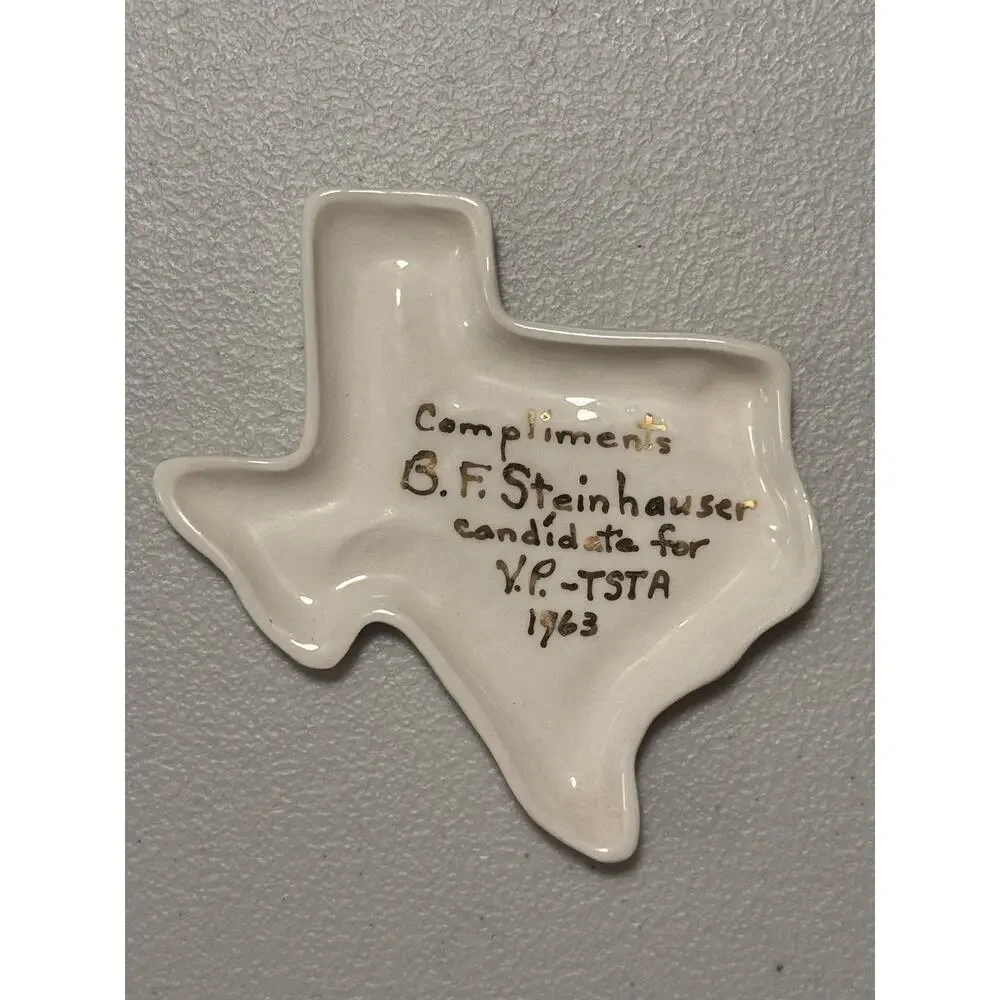 Texas Shaped Ceramic Dish Texas Memorabilia Political Campaign 1963 TSTA Vintage